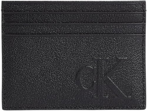Calvin Klein Herren Kartenetui Sculpted Impression Card Case aus Leder, Schwarz (NA Black), Einheitsgröße von Calvin Klein