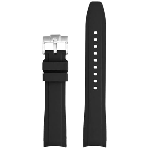 CKAKZTPTEV 18/19/20/21/22 mm Silikon-Uhrenarmband for Männer und Frauen mit gebogener Schnalle(Black,22mm) von CKAKZTPTEV
