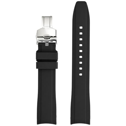 CKAKZTPTEV 18/19/20/21/22 mm Silikon-Uhrenarmband for Männer und Frauen mit gebogener Schnalle(Black 1,21mm) von CKAKZTPTEV