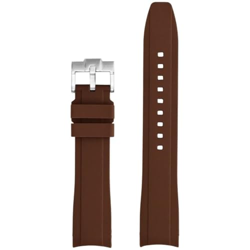 CKAKZTPTEV 18/19/20/21/22 mm Silikon-Uhrenarmband for Männer und Frauen mit gebogener Schnalle(Brown,22mm) von CKAKZTPTEV