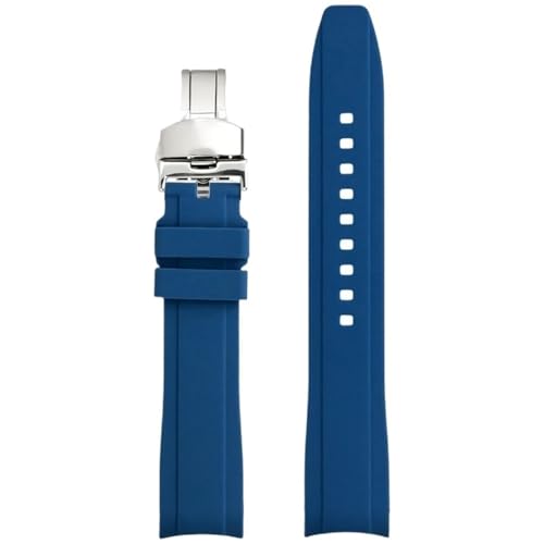 CKAKZTPTEV 18/19/20/21/22 mm Silikon-Uhrenarmband for Männer und Frauen mit gebogener Schnalle(Dark Blue 1,20mm) von CKAKZTPTEV