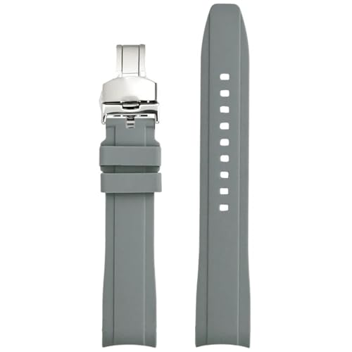 CKAKZTPTEV 18/19/20/21/22 mm Silikon-Uhrenarmband for Männer und Frauen mit gebogener Schnalle(Gray 1,22mm) von CKAKZTPTEV