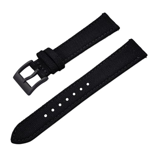 CKAKZTPTEV 18/20/22 mm Schnellverschluss-Nylon-Canvas-Armband im Vintage-Stil(Black-Black,20mm) von CKAKZTPTEV