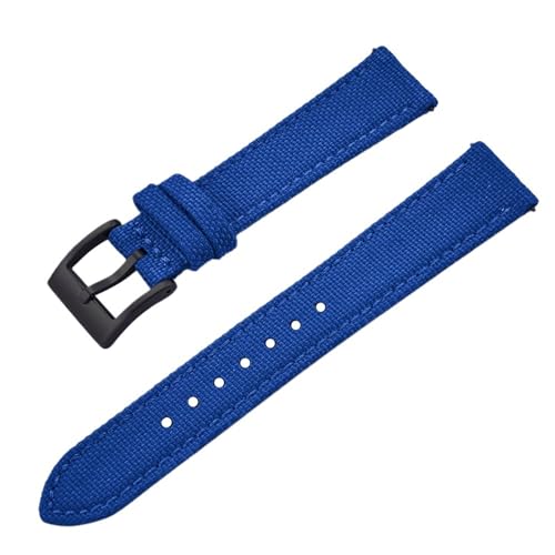 CKAKZTPTEV 18/20/22 mm Schnellverschluss-Nylon-Canvas-Armband im Vintage-Stil(Blue-Black,22mm) von CKAKZTPTEV