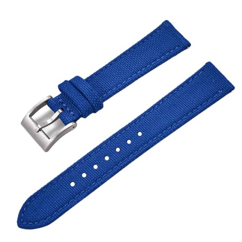 CKAKZTPTEV 18/20/22 mm Schnellverschluss-Nylon-Canvas-Armband im Vintage-Stil(Blue-Silver,20mm) von CKAKZTPTEV