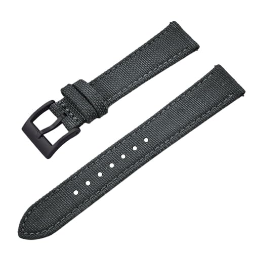 CKAKZTPTEV 18/20/22 mm Schnellverschluss-Nylon-Canvas-Armband im Vintage-Stil(Gray-Black,22mm) von CKAKZTPTEV