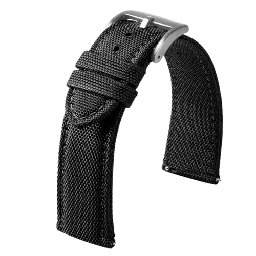 CKAKZTPTEV Canvas-Uhrenarmband, doppelseitiges Nylon-Uhrenarmband, Schnellverschluss, Sportarmband for Männer und Frauen(Black,20mm) von CKAKZTPTEV
