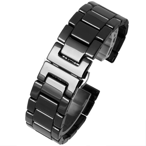 CKAKZTPTEV Edelstahl In Keramik ArmbandFrauen Mann Mode Quick Release Armband(Black,22mm) von CKAKZTPTEV