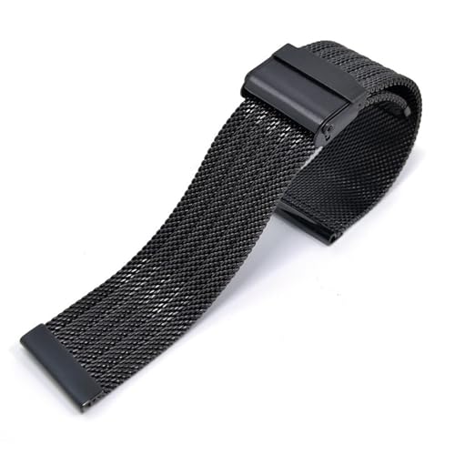 CKAKZTPTEV Edelstahl Mesh Uhrenarmbänder Sportarmbänder for Herren Damen Universal Armband Zubehör(Black,24mm) von CKAKZTPTEV