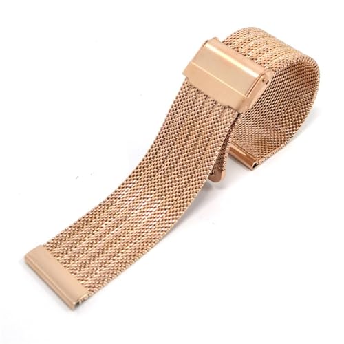 CKAKZTPTEV Edelstahl Mesh Uhrenarmbänder Sportarmbänder for Herren Damen Universal Armband Zubehör(Rosegold,22mm) von CKAKZTPTEV
