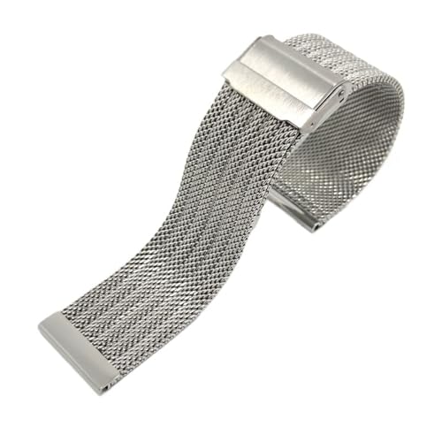 CKAKZTPTEV Edelstahl Mesh Uhrenarmbänder Sportarmbänder for Herren Damen Universal Armband Zubehör(Silver,20mm) von CKAKZTPTEV