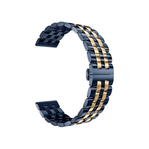 CKAKZTPTEV Edelstahl-Uhrenarmband for Herren und Damen, Schnellverschluss-Uhrenarmbänder aus Edelstahl(Blue Gold,22mm) von CKAKZTPTEV