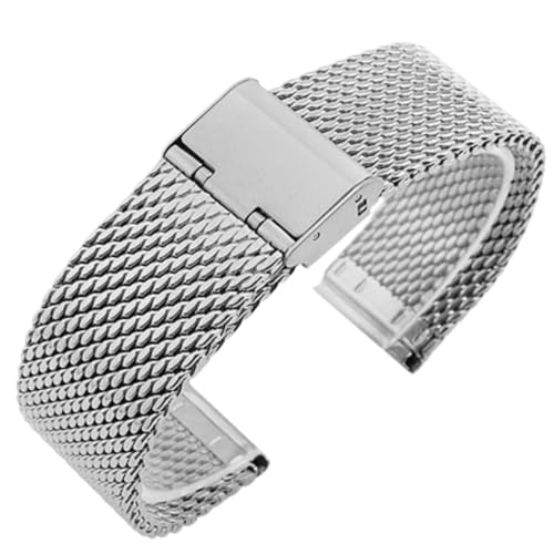 CKAKZTPTEV Edelstahlarmband Mesh Metallarmband Faltschließe Armband Zubehör(Silver,12mm) von CKAKZTPTEV