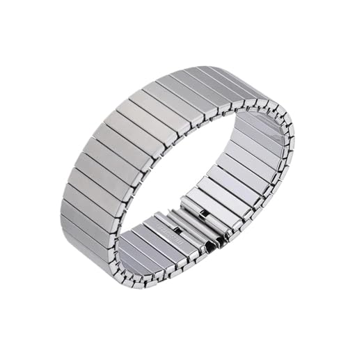 CKAKZTPTEV Elastisches Uhrenarmband aus Edelstahl, Metallarmband for Männer und Frauen(Silver,22MM_S-136MM) von CKAKZTPTEV