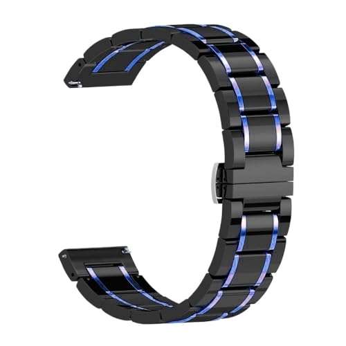 CKAKZTPTEV Keramik Metallband Kompatibles Armband Armband for Uhr 22mm 20mm Band(Black blue,20mm) von CKAKZTPTEV