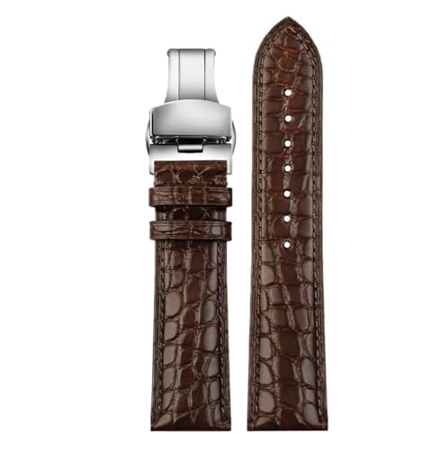 CKAKZTPTEV Lederarmband Klassisches Schnellwechselarmband aus gewachstem Leder for Männer und Frauen(A-Brown steel,24mm-Width) von CKAKZTPTEV