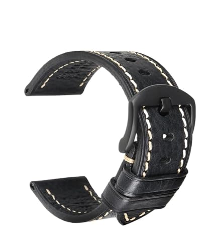 CKAKZTPTEV Lederarmband Klassisches Schnellwechselarmband aus gewachstem Leder for Männer und Frauen(Black B Buckle,19mm) von CKAKZTPTEV