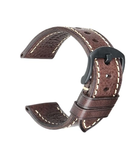 CKAKZTPTEV Lederarmband Klassisches Schnellwechselarmband aus gewachstem Leder for Männer und Frauen(Darkbrown B Buckle,20mm) von CKAKZTPTEV