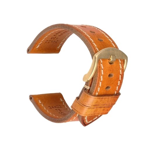 CKAKZTPTEV Lederarmband Klassisches Schnellwechselarmband aus gewachstem Leder for Männer und Frauen(LightBrown G Buckle,19mm) von CKAKZTPTEV