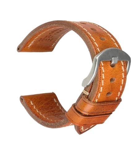 CKAKZTPTEV Lederarmband Klassisches Schnellwechselarmband aus gewachstem Leder for Männer und Frauen(LightBrown S Buckle,18mm) von CKAKZTPTEV