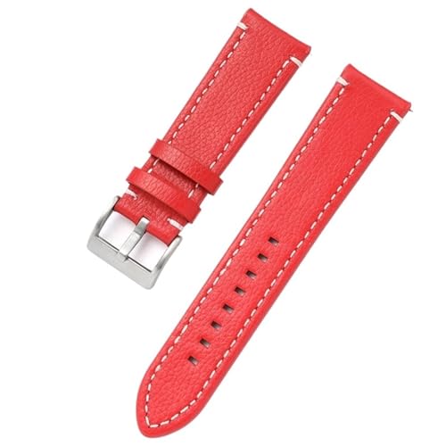 CKAKZTPTEV Lederarmband Klassisches Schnellwechselarmband aus gewachstem Leder for Männer und Frauen(Red,22mm) von CKAKZTPTEV