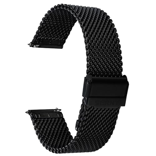 CKAKZTPTEV Mesh-Armband for Herren und Damen, Schnellverschluss, verstellbar, Edelstahlarmband, 18 20 22 24 mm(Black,20mm) von CKAKZTPTEV