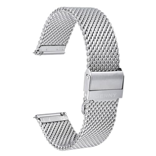 CKAKZTPTEV Mesh-Armband for Herren und Damen, Schnellverschluss, verstellbar, Edelstahlarmband, 18 20 22 24 mm(Silver,24mm) von CKAKZTPTEV