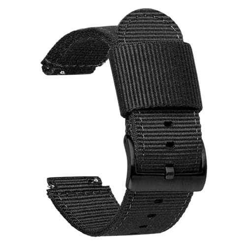 CKAKZTPTEV Nylon-Uhrenarmband, Ersatzarmband for Männer und Frauen, 16 mm, 18 mm(Black black buckle,16mm) von CKAKZTPTEV