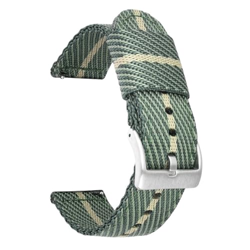 CKAKZTPTEV Nylon-Uhrenarmband, Unisex, Schnellverschluss, Federsteg, Farbe und Breite optional(Cyan-beige,18mm) von CKAKZTPTEV