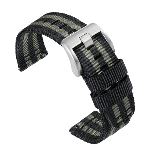 CKAKZTPTEV Nylon-Uhrenarmband aus gewebtem Canvas-Stoff, geeignet for Männer und Frauen, Sport-Uhrenarmband mit Schnellverschluss(Black-grey,20mm) von CKAKZTPTEV
