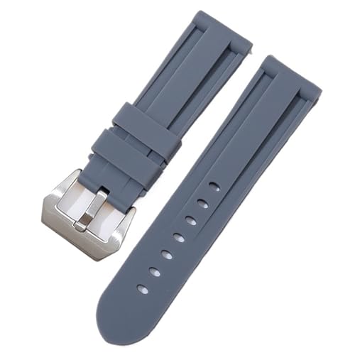 CKAKZTPTEV Silikon-Uhrenarmband 22 mm 24 mm 26 mm Schnellverschluss Herren- und Damenuhrenzubehörarmband(Gray-silver,22mm) von CKAKZTPTEV