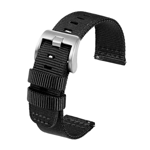 CKAKZTPTEV Uhrenarmband aus Canvas, Nylon und Leder mit Schnellverschluss, geeignet for Männer und Frauen(Black-Silver-B,20mm) von CKAKZTPTEV