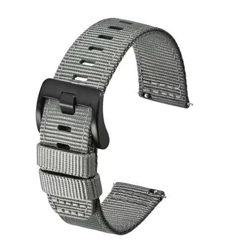 CKAKZTPTEV Uhrenarmband aus Canvas, Nylon und Leder mit Schnellverschluss, geeignet for Männer und Frauen(Gray-Black-B,20mm) von CKAKZTPTEV