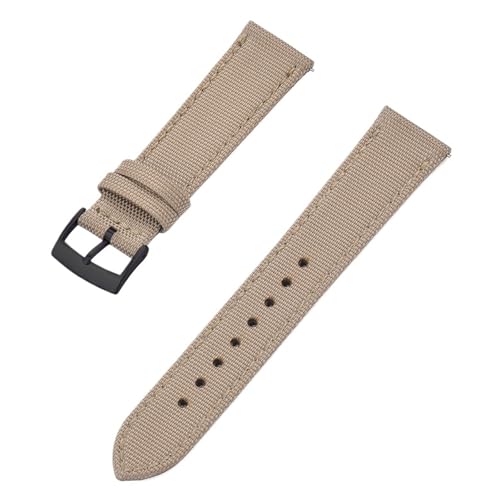 CKAKZTPTEV Uhrenarmband aus Canvas, Nylon und Leder mit Schnellverschluss, geeignet for Männer und Frauen(Khaki Black,20mm) von CKAKZTPTEV