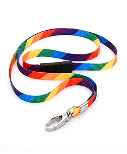 CKB Ltd® 10x Breakaway RAINBOW Regenbogen Streifen Lanyards Neck Strap Band Halsband Metall-Klipp For ID Card Ausweiskartenhalter Neuheit Flippig Schlüsselband mit Sicherheitsverschluss Schlauchband von CKB LTD