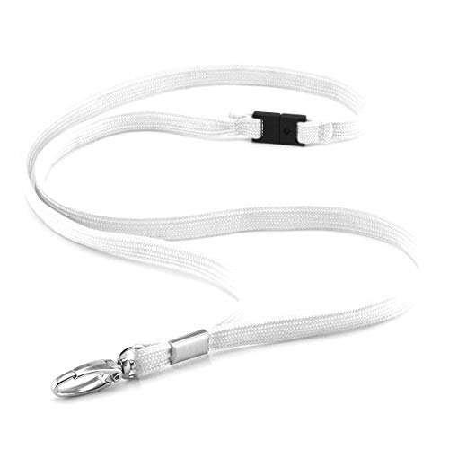 CKB LTD Premium Lanyards Umhängeband mit Breakaway und Drehgelenk Metall Clip für Ausweishalter Lanyard Einfarbig Weiß Packung mit 50 von CKB