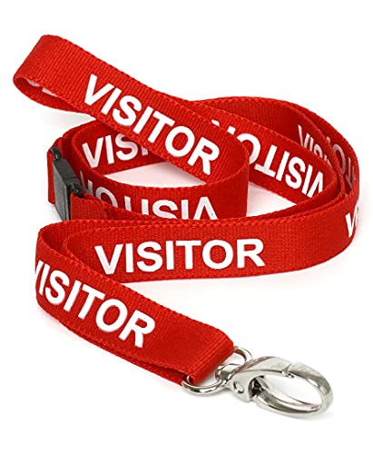 CKB LTD Besucher-Lanyards Breakaway Safety Lanyard Umhängeband, drehbarer Metallclip für Ausweishalter – Pull-Quick-Release-Design (Rot, 50 Stück) von CKB LTD