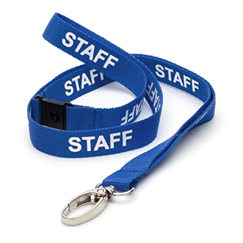 CKB LTD Blau Staff LANYARDS Breakaway Sicherheits-Lanyard-Umhängeband, drehbarer Metallclip für Ausweishalter – Pull-Quick-Release-Design, 10 Stück von CKB LTD