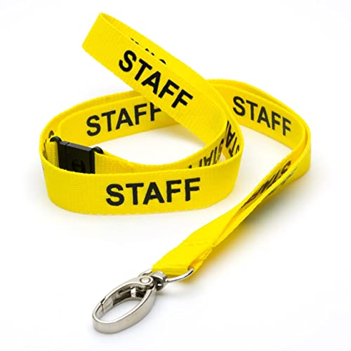 CKB LTD Gelb Staff LANYARDS Breakaway Sicherheits-Lanyard-Umhängeband, drehbarer Metallclip für Ausweishalter – Pull-Quick-Release-Design, 50 Stück von CKB LTD