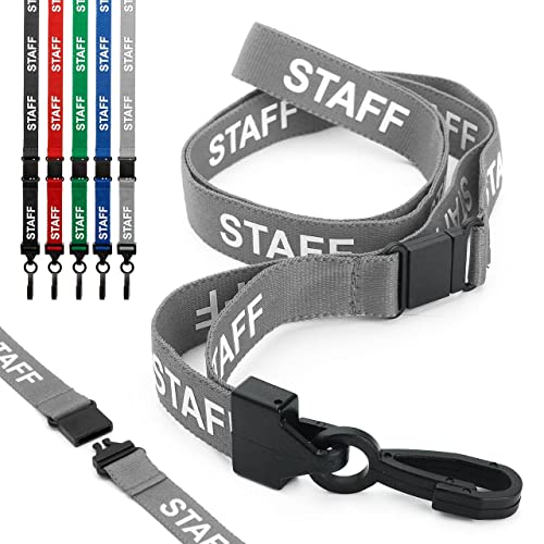 CKB LTD Grau Personal Wegbrechen Sicherheitsleine Halsband, vorgedruckter Text, drehbarer Kunststoffclip Ausweishalter Design mit Schnellverschluss für Arbeiter ID kartenhalter - 50 Stück von CKB LTD