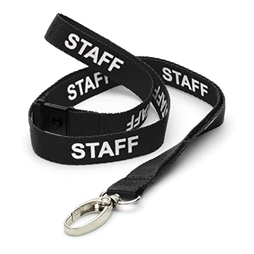 CKB LTD Schwarz Staff LANYARDS Breakaway Sicherheits-Lanyard-Umhängeband, drehbarer Metallclip für Ausweishalter – Pull-Quick-Release-Design, 10 Stück von CKB LTD