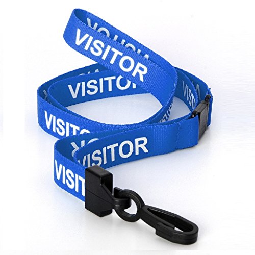 CKB Ltd® 10x Blue VISITOR LANYARDS Breakaway Safety Band Halsband Plastik-Clip For ID Card Ausweiskartenhalter Schlüsselband mit Sicherheitsverschluss Schlauchband Holder Für Veranstaltungen Events Ausweise Messen Namensschilder von CKB LTD