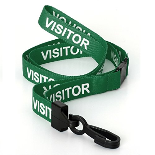 CKB Ltd® 10x Green VISITOR LANYARDS Breakaway Safety Band Halsband Plastik-Clip For ID Card Ausweiskartenhalter Schlüsselband mit Sicherheitsverschluss Schlauchband Holder Für Veranstaltungen Events Ausweise Messen Namensschilder von CKB LTD