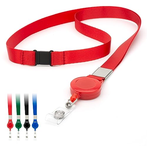 Rot 10 Stück Retractable Schlüsselbander mit Sicherheitsverschluss Für Büro Mitarbeiter Besucher ID Ausweishalter Namensschilder Jojo Einziehbarer Lanyards Einfarbig Flach Umhängebänder von CKB LTD