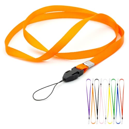 CKB Ltd 10 x Orange Lanyard Band Halsband Neck Strap For ID Card Ausweiskartenhalter/Halter für das Mobiltelefon Ideal Anhänge für Kamera USB Schlüsselanhänger Handy Mp3 Access Pass Holder Loop Clip von CKB Ltd