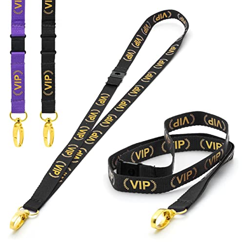 CKB Ltd VIP Lanyards Sicherheits-Umhängeband, drehbar, goldfarben, Metallclip für Ausweishalter, Schnellverschluss, 10 Stück von CKB Ltd