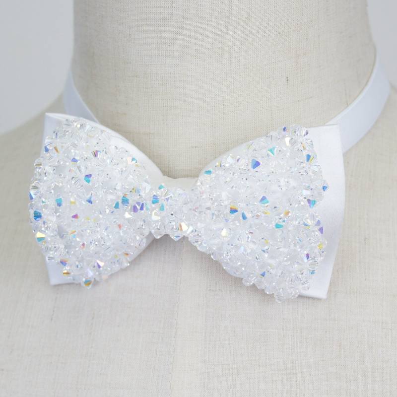 Swarovski Ab Kristalle Fliege | Weiße Blaue Schürze Noeud Papillon Cristaux Blancs von CKBowTie
