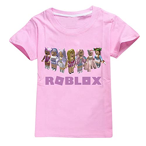 CKCKTZ Ro-blox T-Shirt für Jungen und Mädchen, modisches Spiel, kurzärmeliges Oberteil, T-Shirt für Kinder Gr. 12-13 Jahre, rose von CKCKTZ