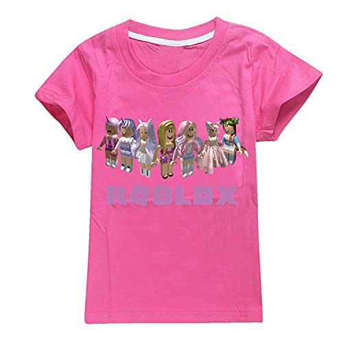 CKCKTZ Ro-blox T-Shirt für Jungen und Mädchen, modisches Spiel, kurzärmeliges Oberteil, T-Shirt für Kinder Gr. 5-6 Jahre, rosarot von CKCKTZ