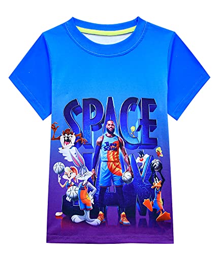 Jungen Basketball Trikots T-Shirts Space 2 Movie Toon Squad Tops Tees A New Legacy Kinder Kurzarm Sport Kleidung, blau, 5-6 Jahre von CKCKTZ